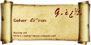 Geher Áron névjegykártya